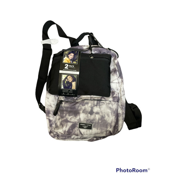 KENDALL & Kylie Gray and White tie dye backpack with black Bonus backpack - Picture 1 of 3